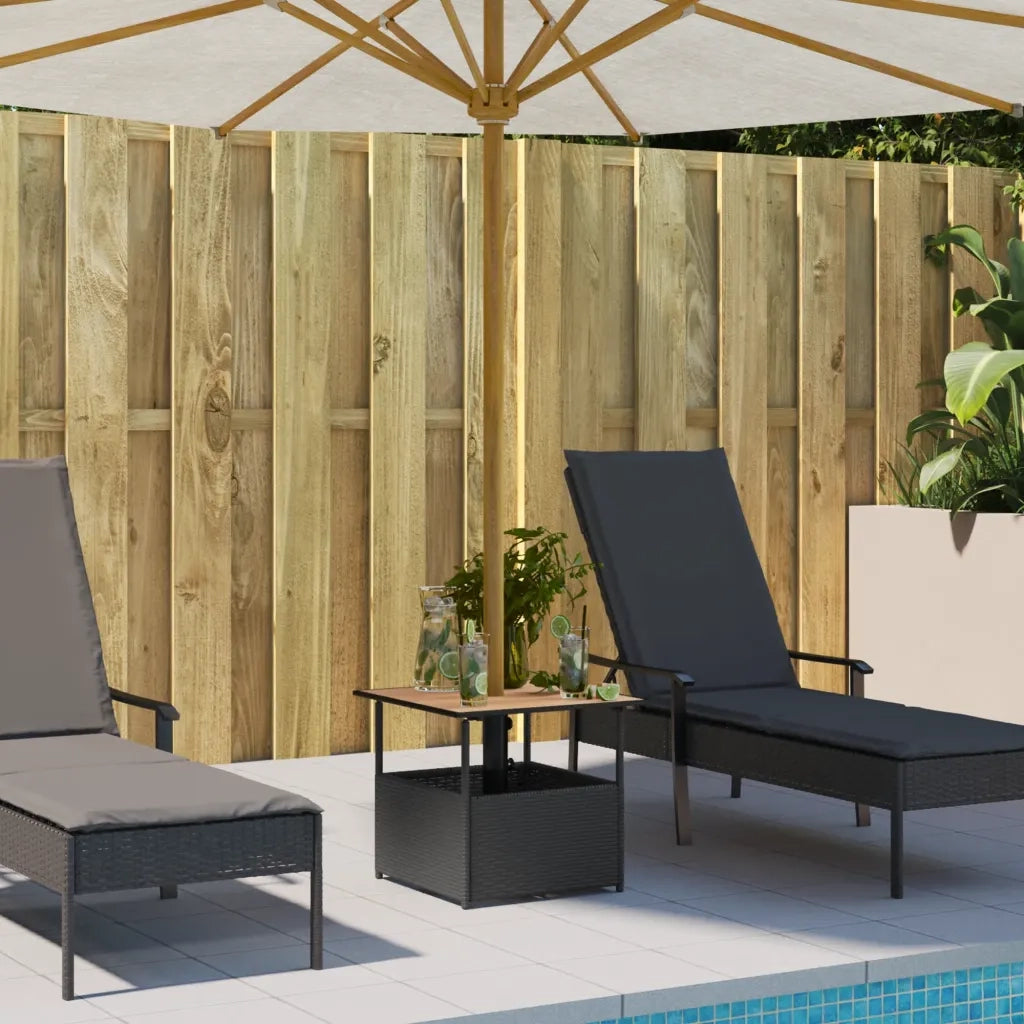 Tavolo Giardino | Tavolino da esterno Foro Ombrellone Nero 55x55x46,5 cm Polyrattan