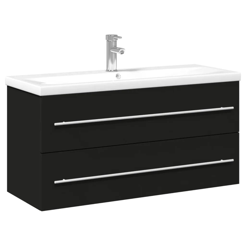Mobile da Bagno con Lavabo Integrato-Armadietto da bagno con Lavandino Nero 853530