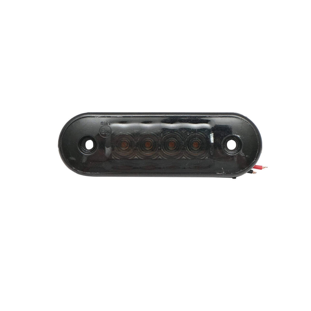 Lampada laterale slim con LED gialla-fumè, 12V-24V, 83x27 mm, Breckner Germany.
