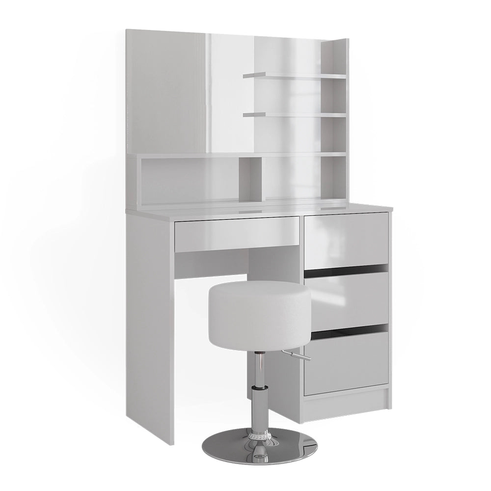 Vicco Tavolo da toeletta Bianco 90 cm con sgabello