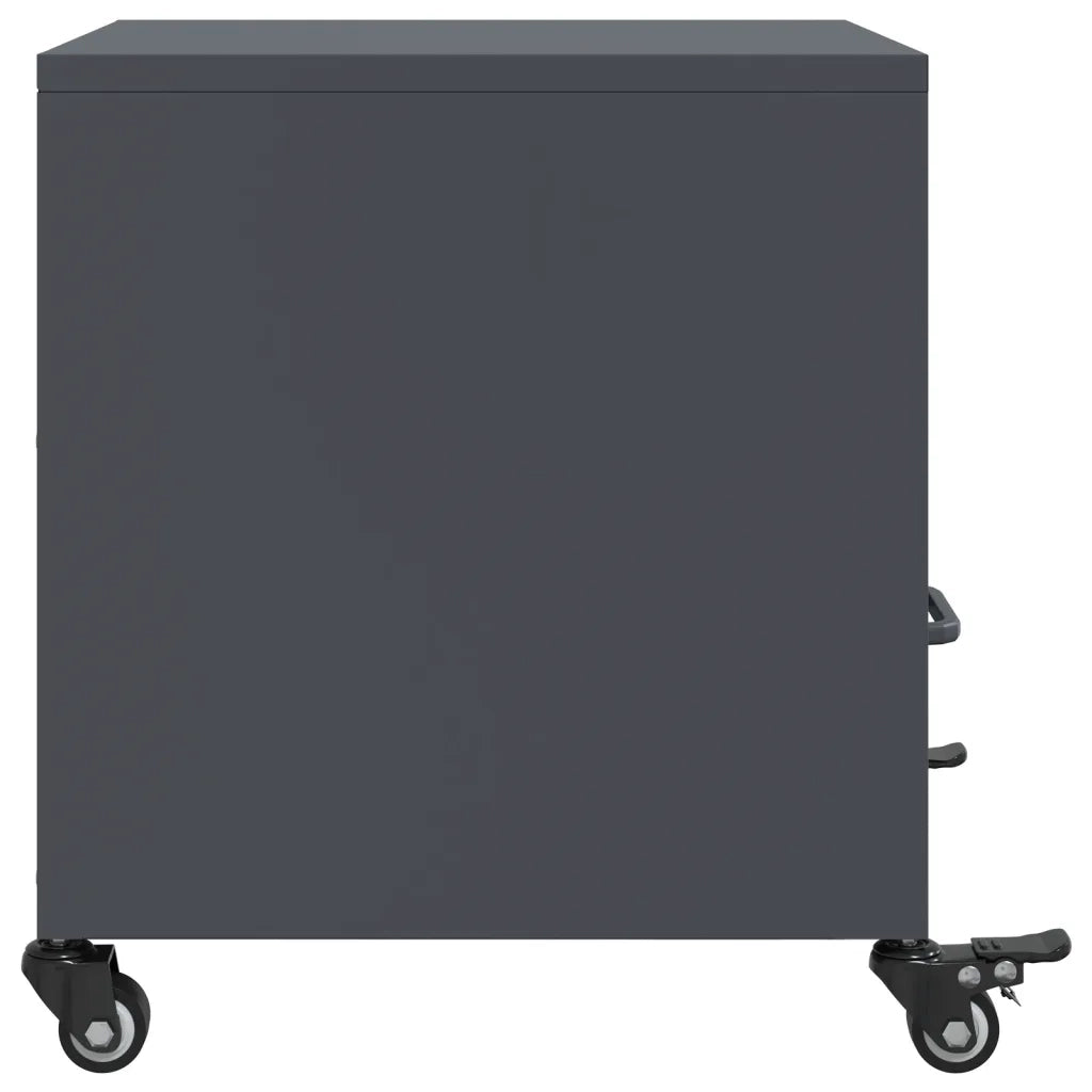 Set di 2 Comodini | Armadio da Notte | Mobiletto da notte Antracite 36x39x43,5 cm in Acciaio