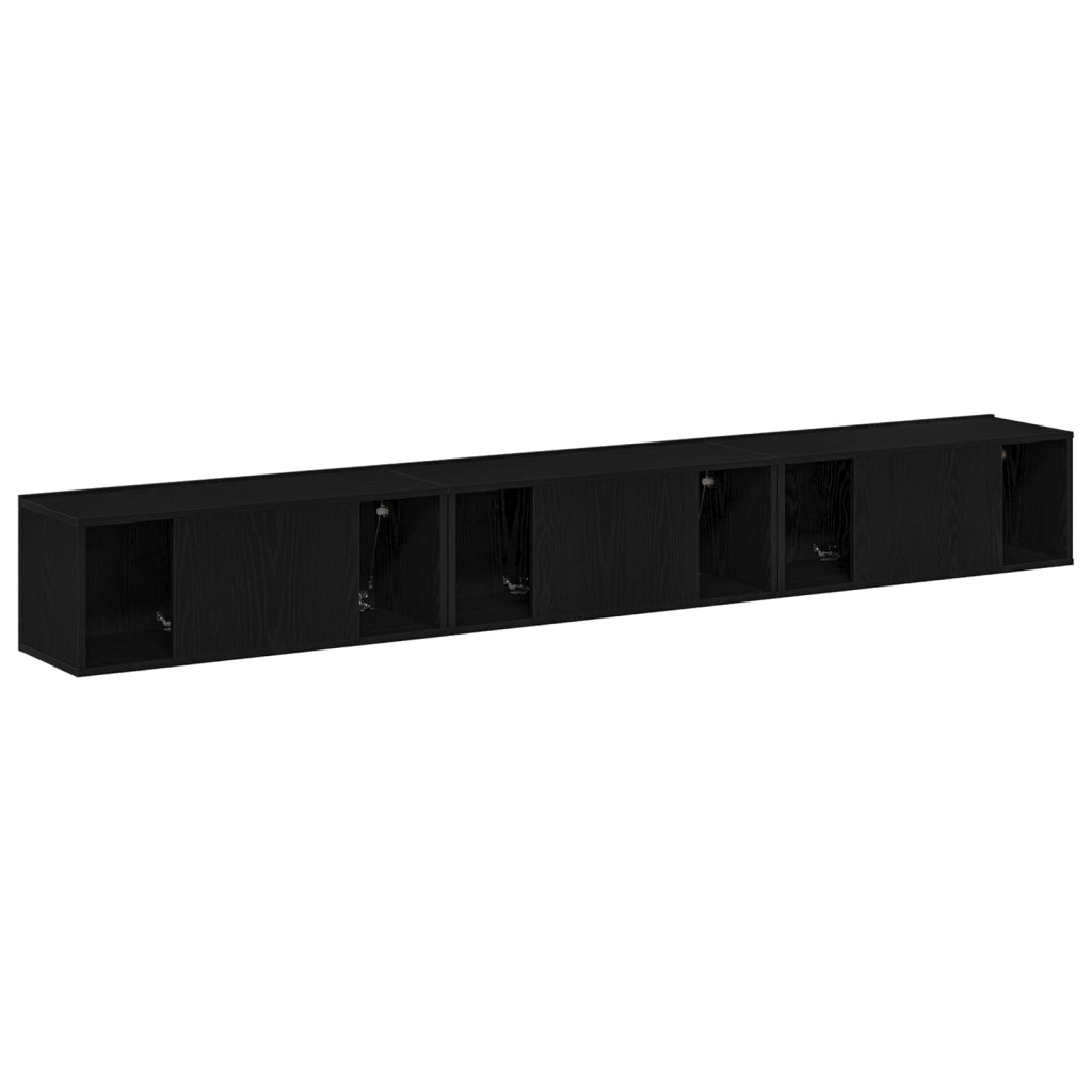 Set di Mobile TV a 3 Pezzi in Legno Ingegnerizzato Nero