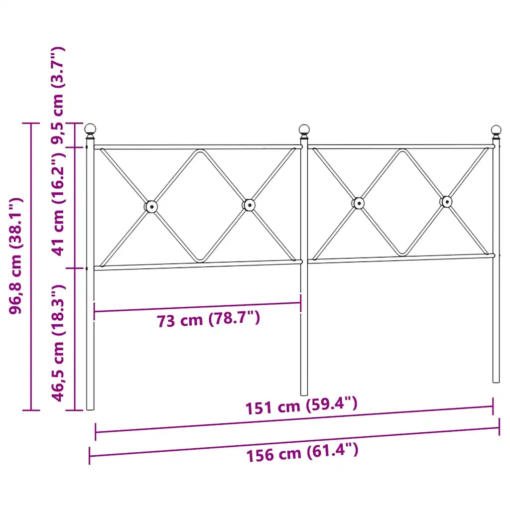 Testiera di Ricambio in Metallo Bianco 150 cm 376585