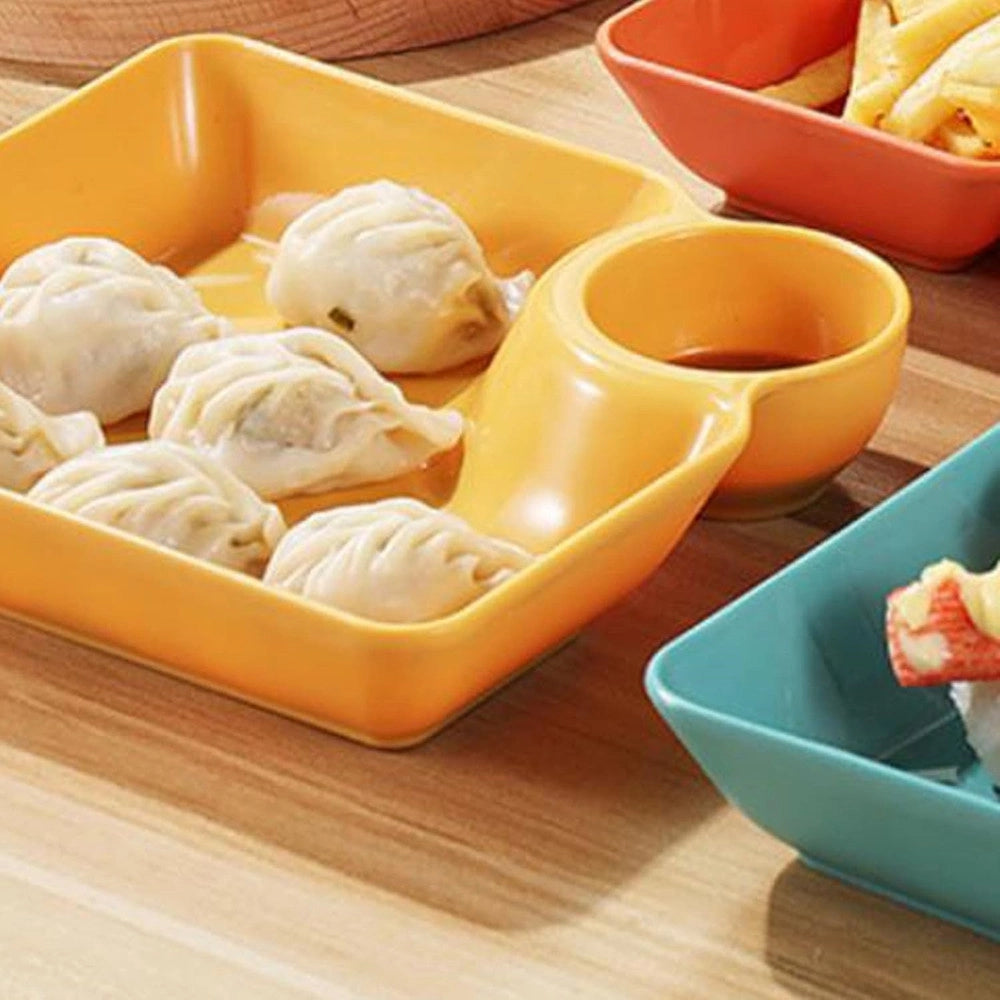 Trade Shop - Set 8pz Piatto Da Portata Multifunzione Per Salse Ciotola Immersione Per Snack Feste -