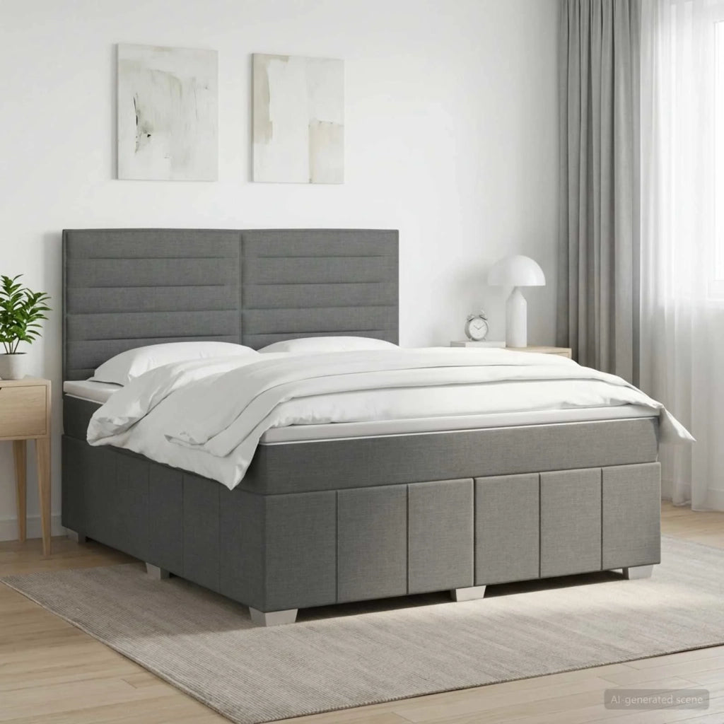 Letto box spring con materasso Grigio Scuro 140 x 190 cm 3454128