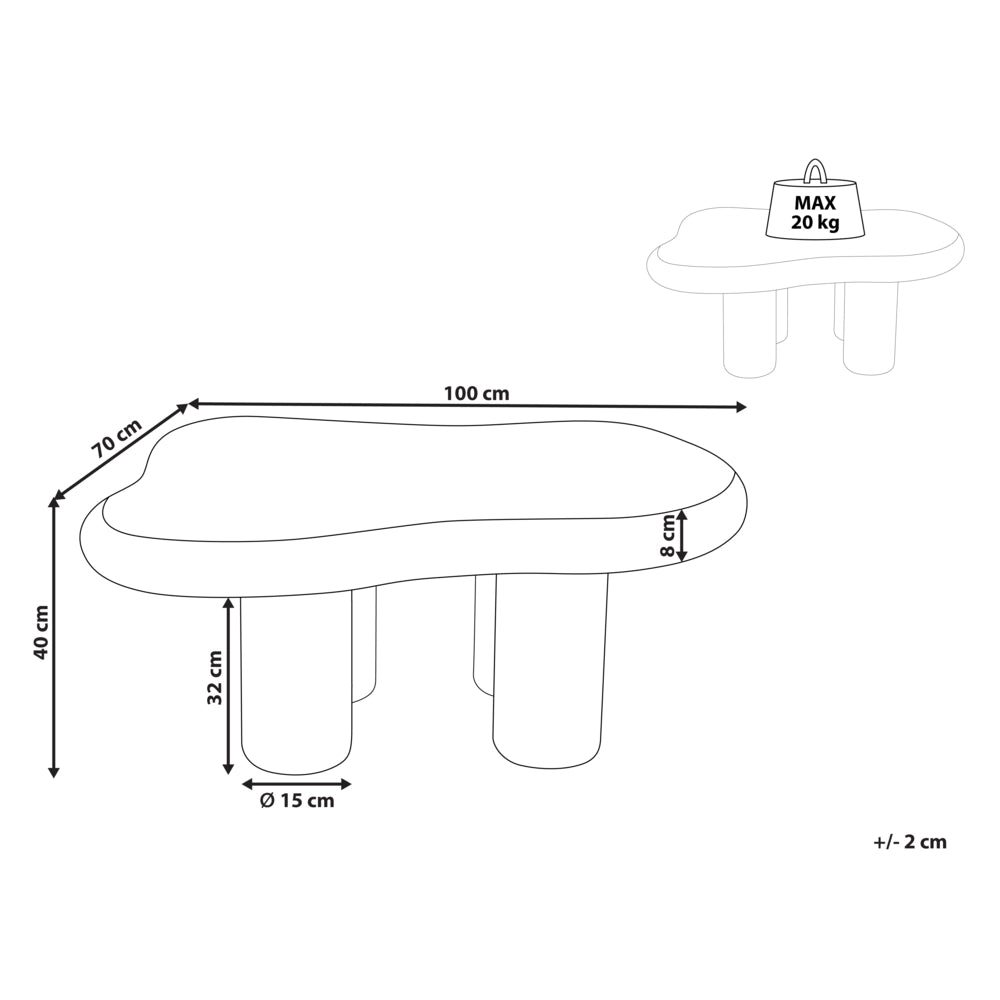 Tavolino da caffè Bianco Gambe in PVC 100 x 70 x 40 cm MDF Piano ovale Forma Soggiorno Moderno Minimalista