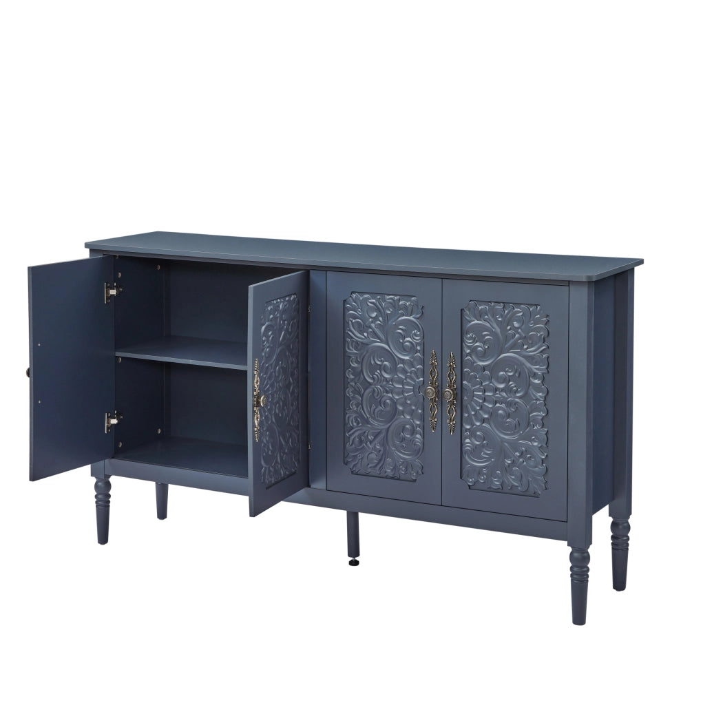 Sideboard 160x40x89 cm con ampio spazio contenitivo in truciolare; MDF e metallo; blu navy