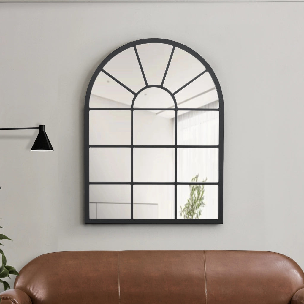 Specchio da Parete Villalago Forma Arcuata 80 x 60 cm Nero [en.casa]
