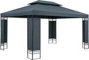 Gazebo EldaPadiglione 3x4m in Metallo Resistente Idrorepellente con Pannelli Laterali Tendone da Giardino Feste