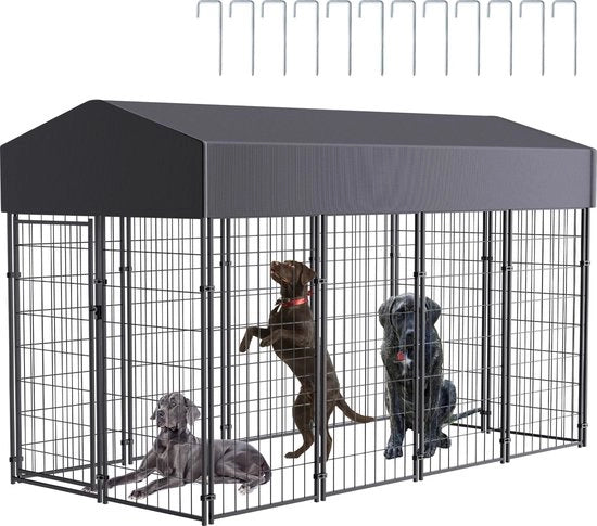 Kennel per cani - Recinzione per cani - Recinzione per cani - Sedia - Recinzione per cani - Per cani grandi - Impermeabile - Nero - Dimensioni 248x119x165 cm