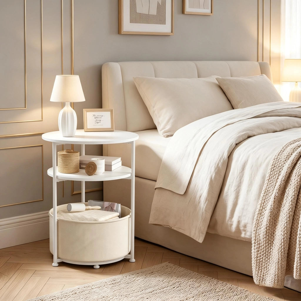 Tavolino Rotondo Moderno per Soggiorno, Camera da Letto e Divano