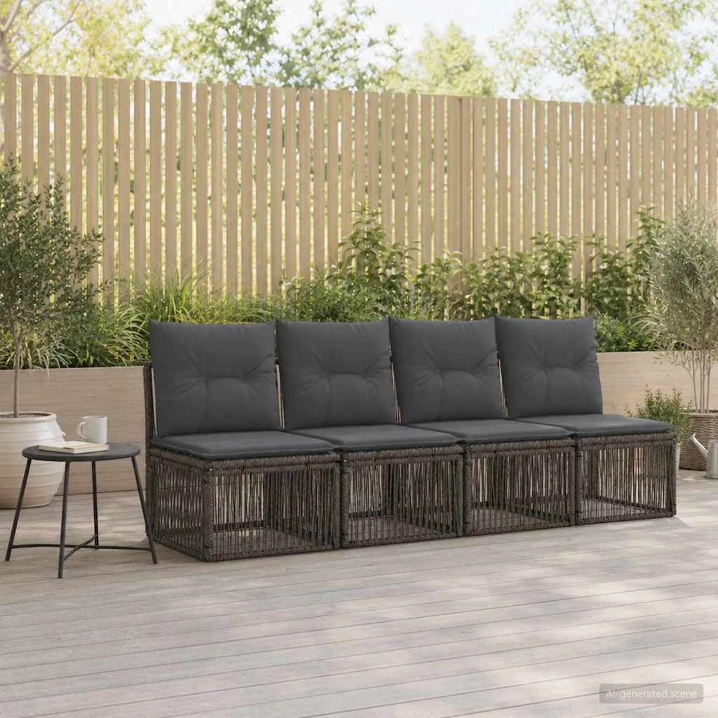Divano a 4 posti 4 pz 4-Numero di posti Grigio polyrattan 42026720