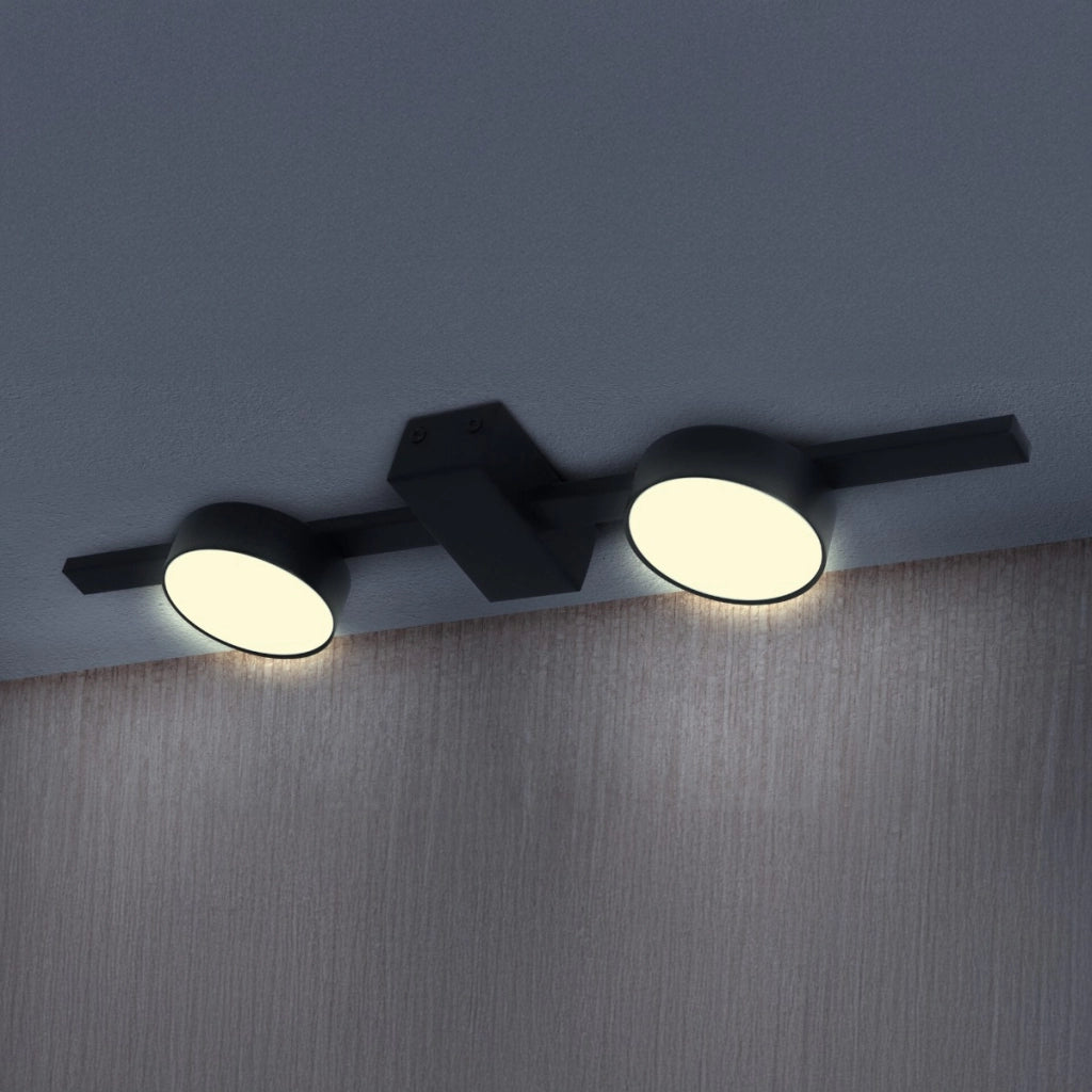Faretto soffitto doppio nero su barra 2xGX53 10W Polux