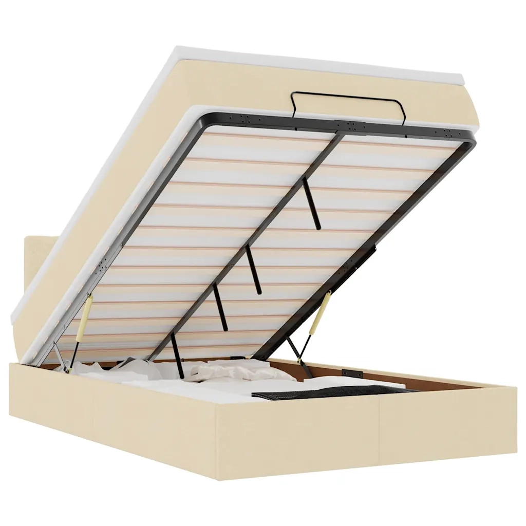 vidaXL Pouf Letto con Materasso e LED Crema 120x190cm in Tessuto