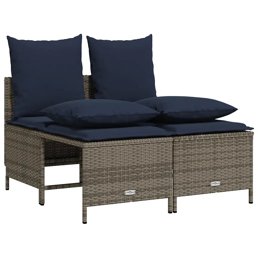 Set Divani da Giardino 4 pz con Cuscini Grigio in Polyrattan 368387