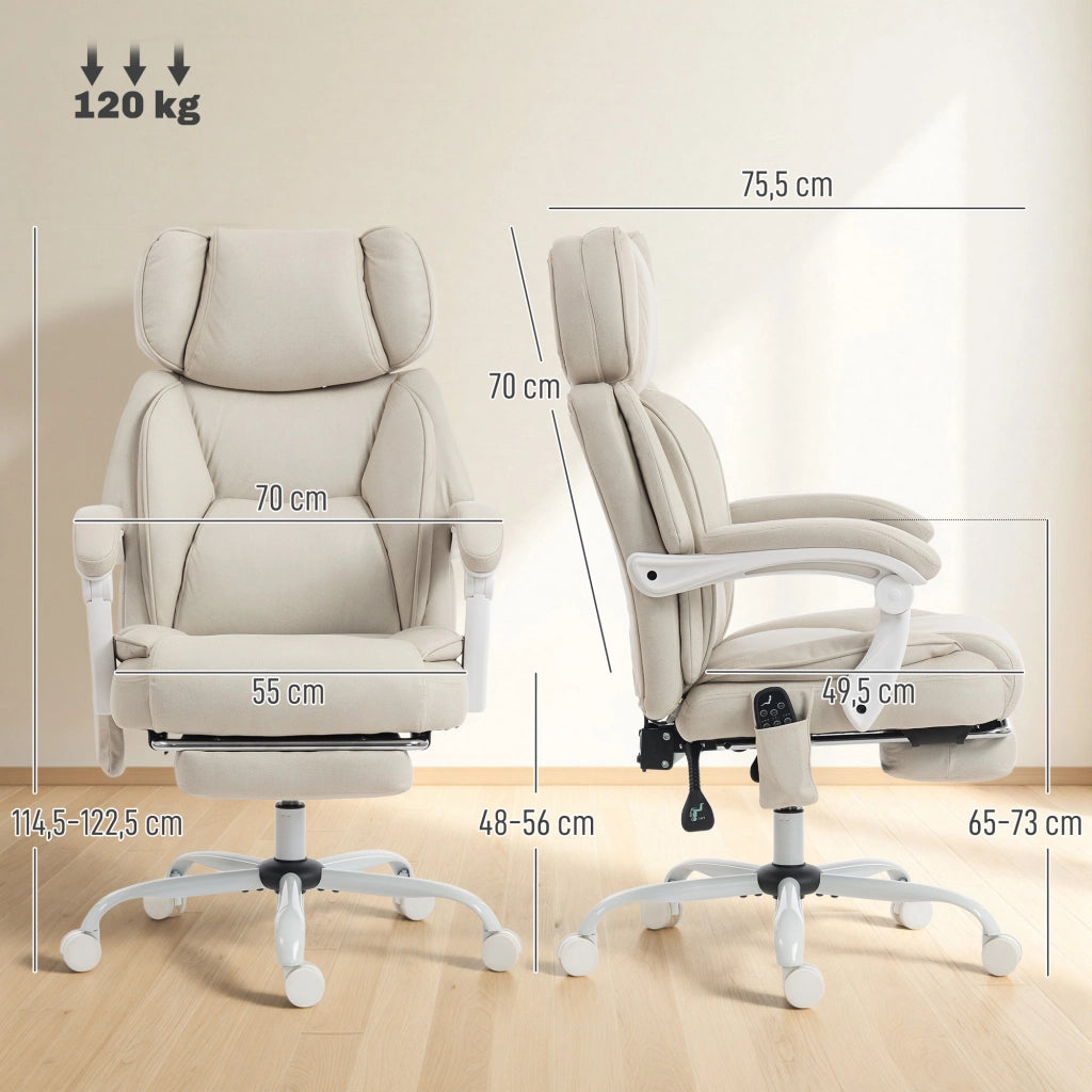 Sedia da Ufficio Reclinabile con Massaggio ¨C zephmum ¨C Grigio, Tessuto, Schienale Regolabile
