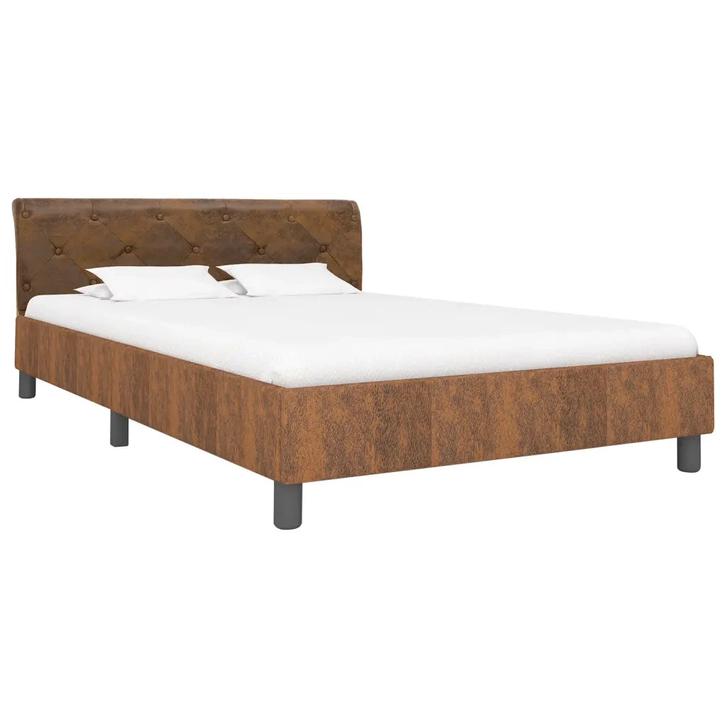 Giroletto-Struttura Letto Marrone in Similpelle Scamosciata 140x200 cm