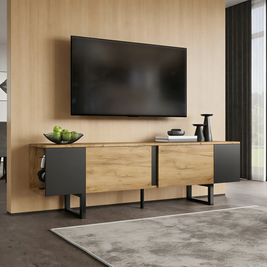 Mobile TV Lowboard ¨C MINIMAL ¨C Rovere/Bianco, 2 Ante, 180x40x55 cm
