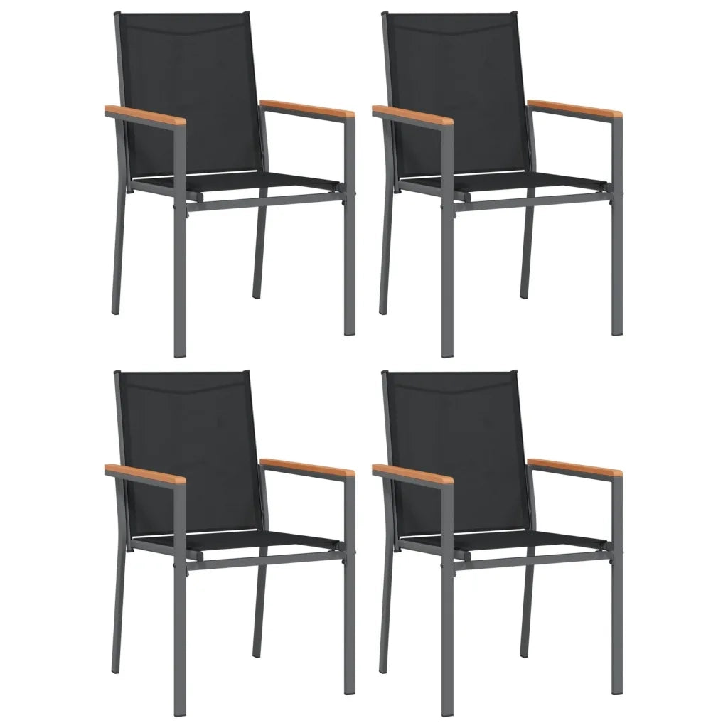 Set da Pranzo da Giardino 5 pz Nero in Textilene e Acciaio 3187037