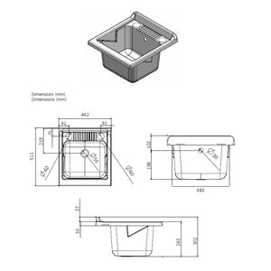 Lavatoio con mobile, lavapanni bianco da esterno e interno 45x50 cm  salvaspazio in PVC  piedini regolabili  Negrari