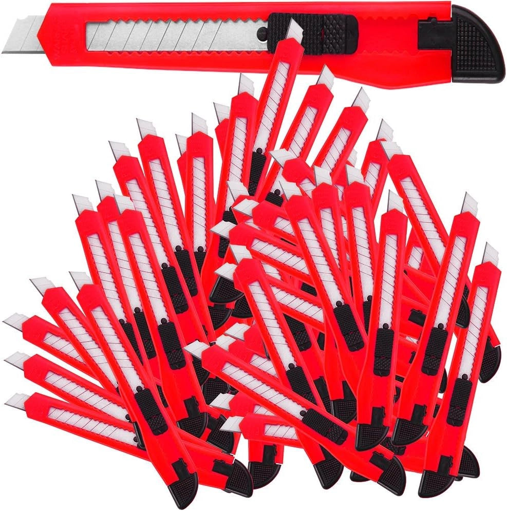 Taglierini Cutter Taglierino Lama 9mm Forma Ergonomica Coltelli Multiuso Bricolage Set di 50 Taglierini Cutter Taglierino Lama 9mm Forma Ergonomica Coltelli Multiuso Bricolage