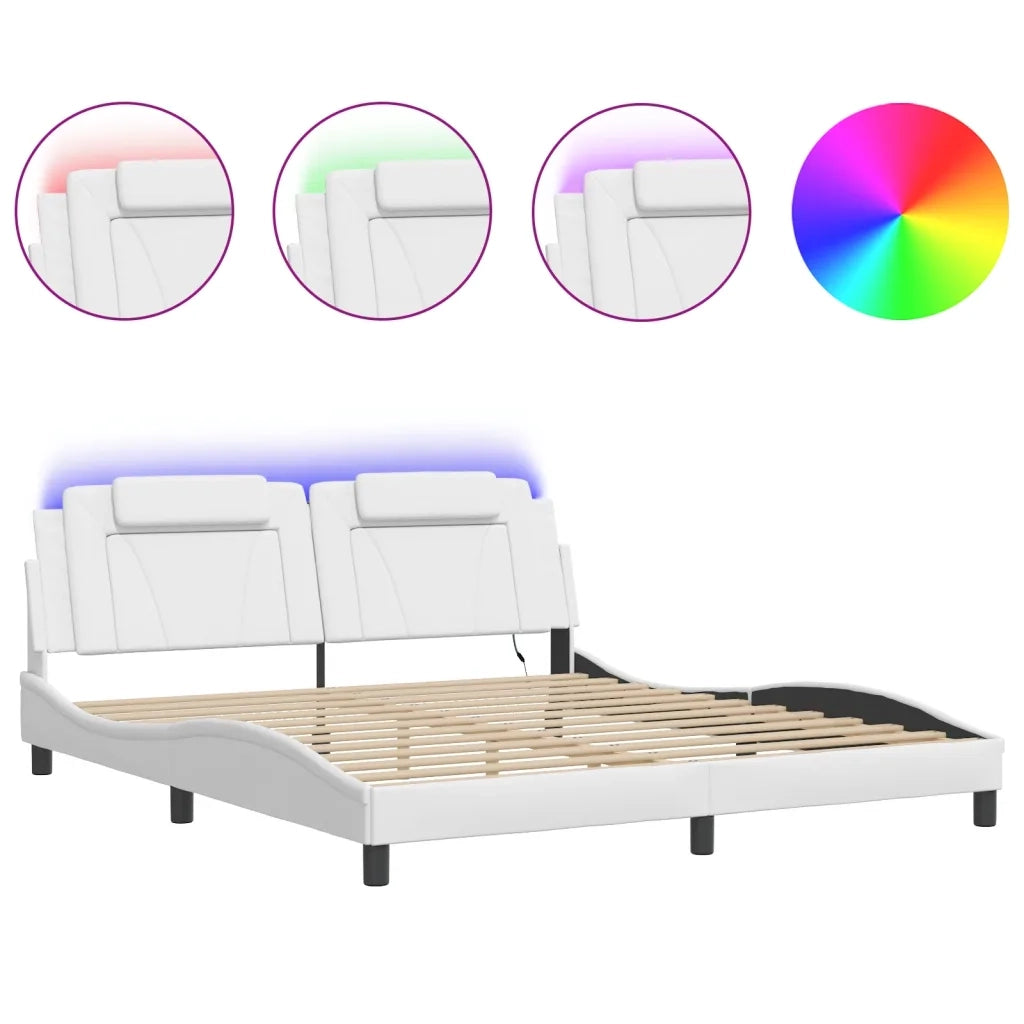 Giroletto Viana con LED senza Materasso Bianco 180x200 cm 3214037