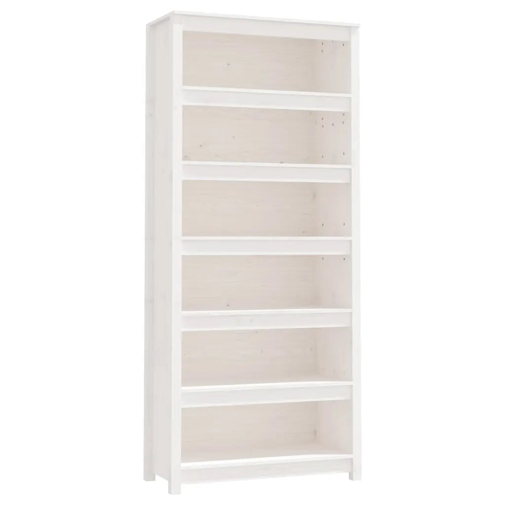 Libreria Bianca 80x35x183 cm in Legno Massello di Pino 821695