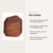 Piatto da Servire in Legno a Mano - Piatto Antiscivolo - Piatto Grande - Piatto Quadrato - Decorazione Naturale per la Casa - Facile da Pulire - Piatto da Servire
