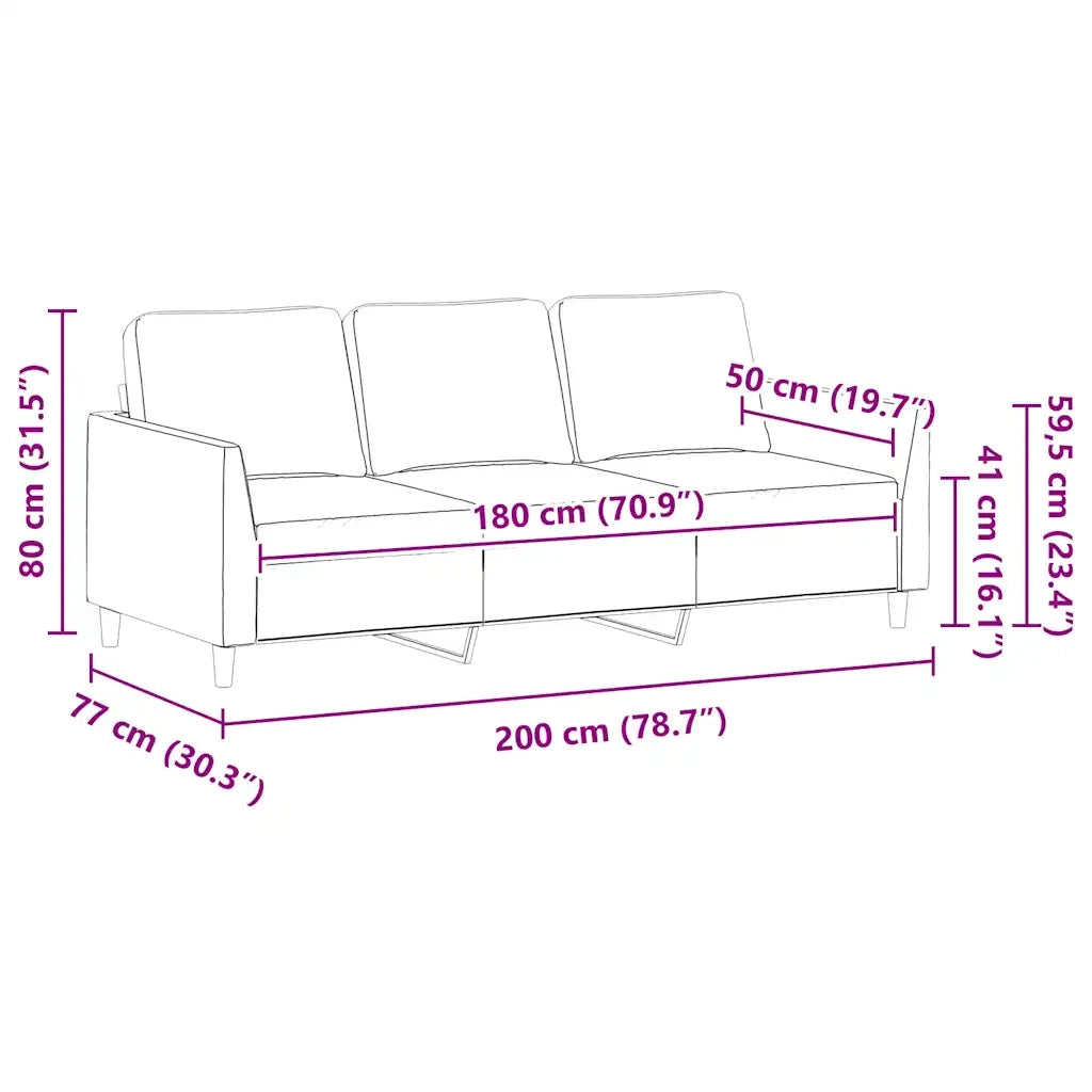 Divano a 3 Posti Crema 180 cm in Similpelle 359339