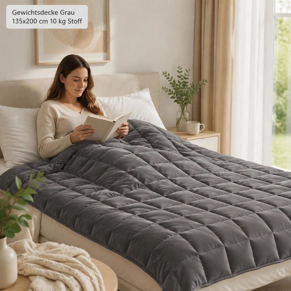 Weighted Blanket, Grey, 135x200 Cm, 10 Kg Fabric
