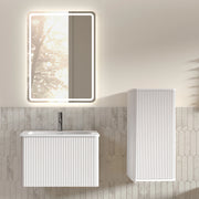 Ensemble de meubles de salon specchio LED, mobile lavabo e mobile laterale, in MDF bianco