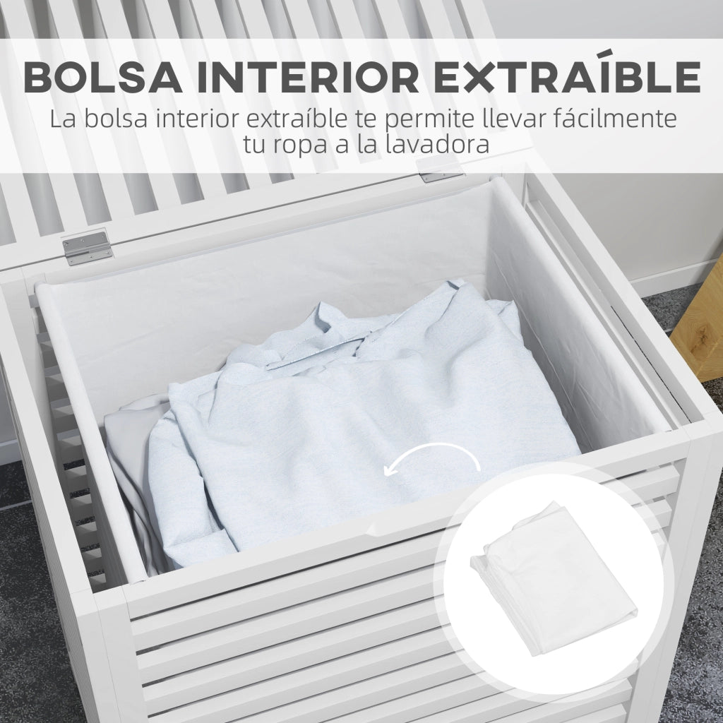 Cesto per Biancheria in Bamb¨´ ¨C zephmum ¨C Bianco 50x36x60 cm