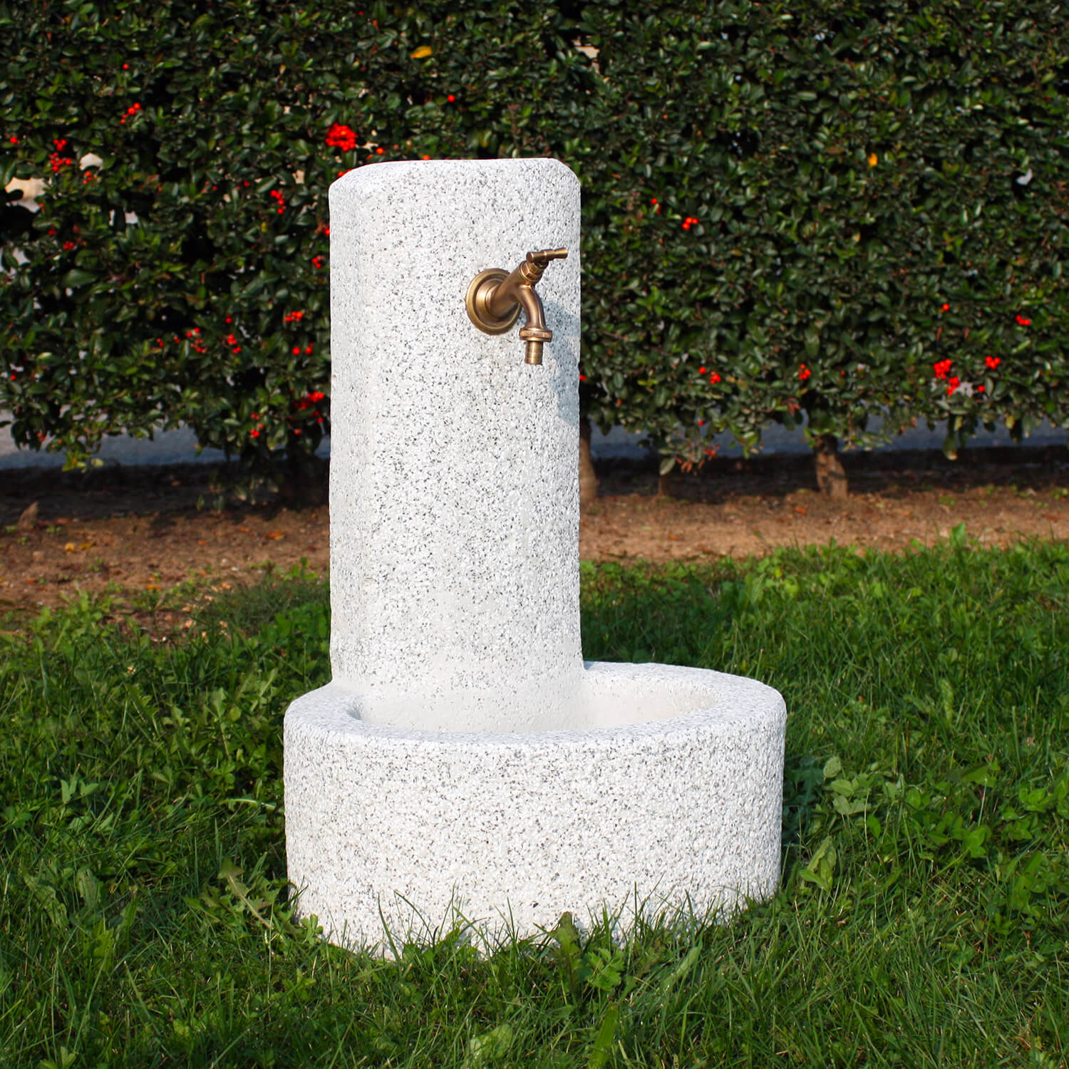 Fontana da Giardino Senza Rubinetto in Cemento Granulato di Marmo Biella Bianco/Nero