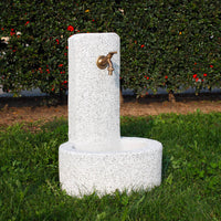 Fontana da Giardino Senza Rubinetto in Cemento Granulato di Marmo Biella Bianco/Nero