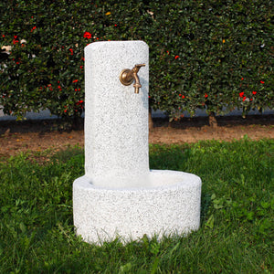 Fontana da Giardino Senza Rubinetto in Cemento Granulato di Marmo Biella Bianco/Nero