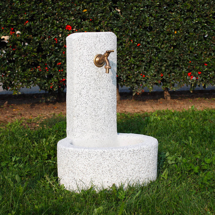 Fontana da Giardino Senza Rubinetto in Cemento Granulato di Marmo Biella Bianco/Nero