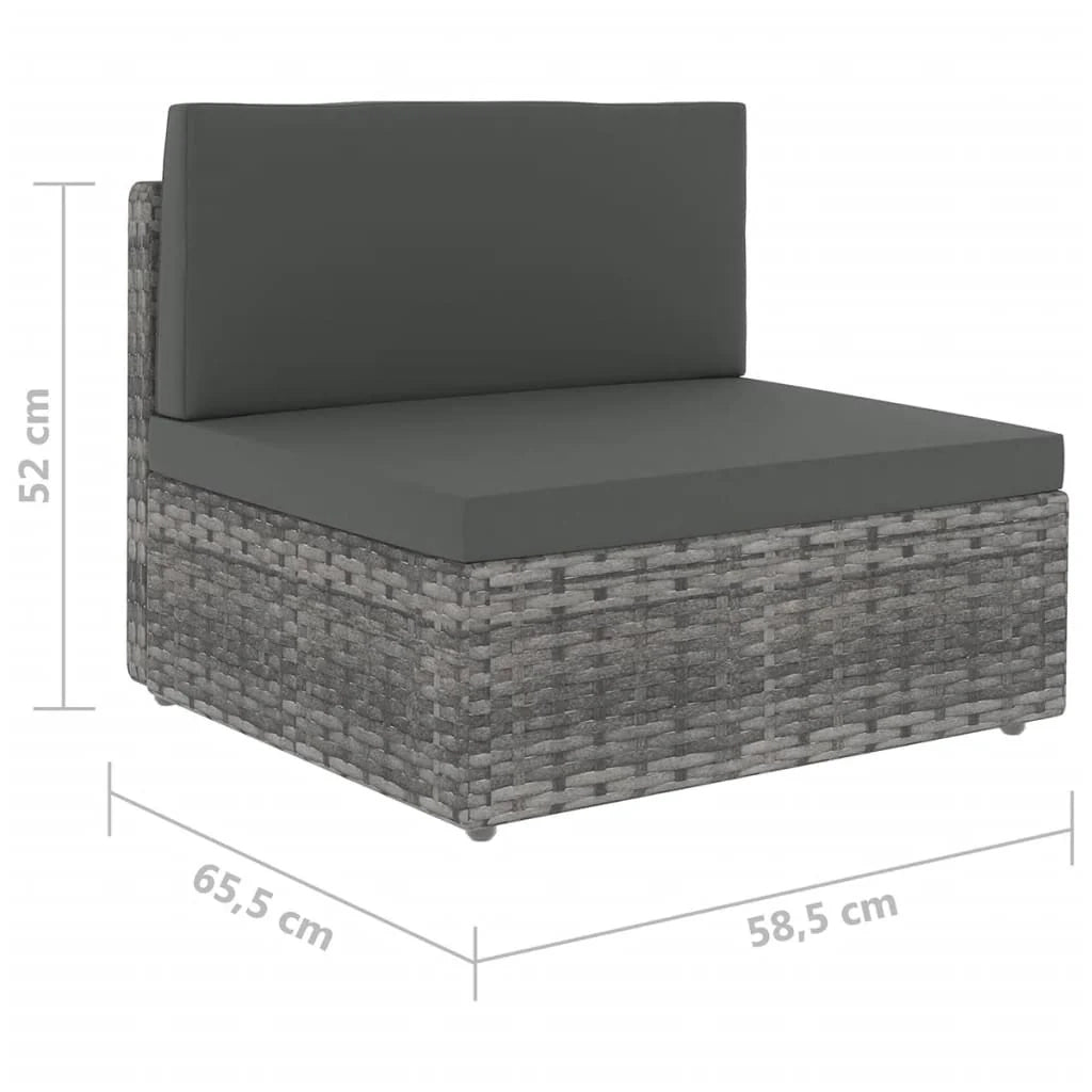 Set di mobili da giardino per esterni 9 pezzi con cuscini resina intrecciata grigia 02_0018014
