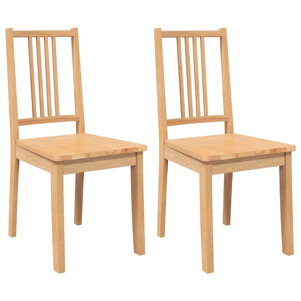Sedie da Pranzo 2 pz | Sedie da cucina Naturale in Legno Massello di Hevea