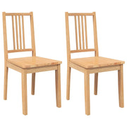 Sedie da Pranzo 2 pz | Sedie da cucina Naturale in Legno Massello di Hevea
