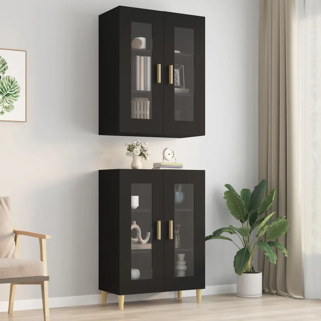 Armadietto Pensile a Parete Nero 69,5x34x90 cm 812277