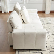 Divano letto 213x94x84 cm con schienale regolabile; 3 posti; in chenille beige bianco