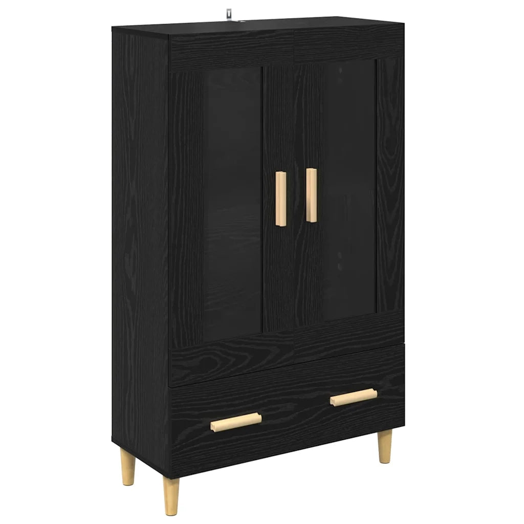 Credenza | Madia | Buffet da pranzo | Armadio da pranzo Rovere Nero 70 x 31 x 115 cm Legno multistrato