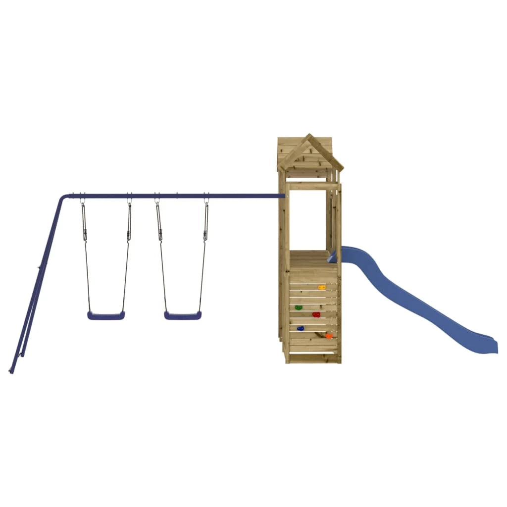 Parco giochi per esterni altalena per arrampicata scivolo altalena robusta giochi da giardino 495 x 339 x 214 cm legno di pino impregnato 02_0004916