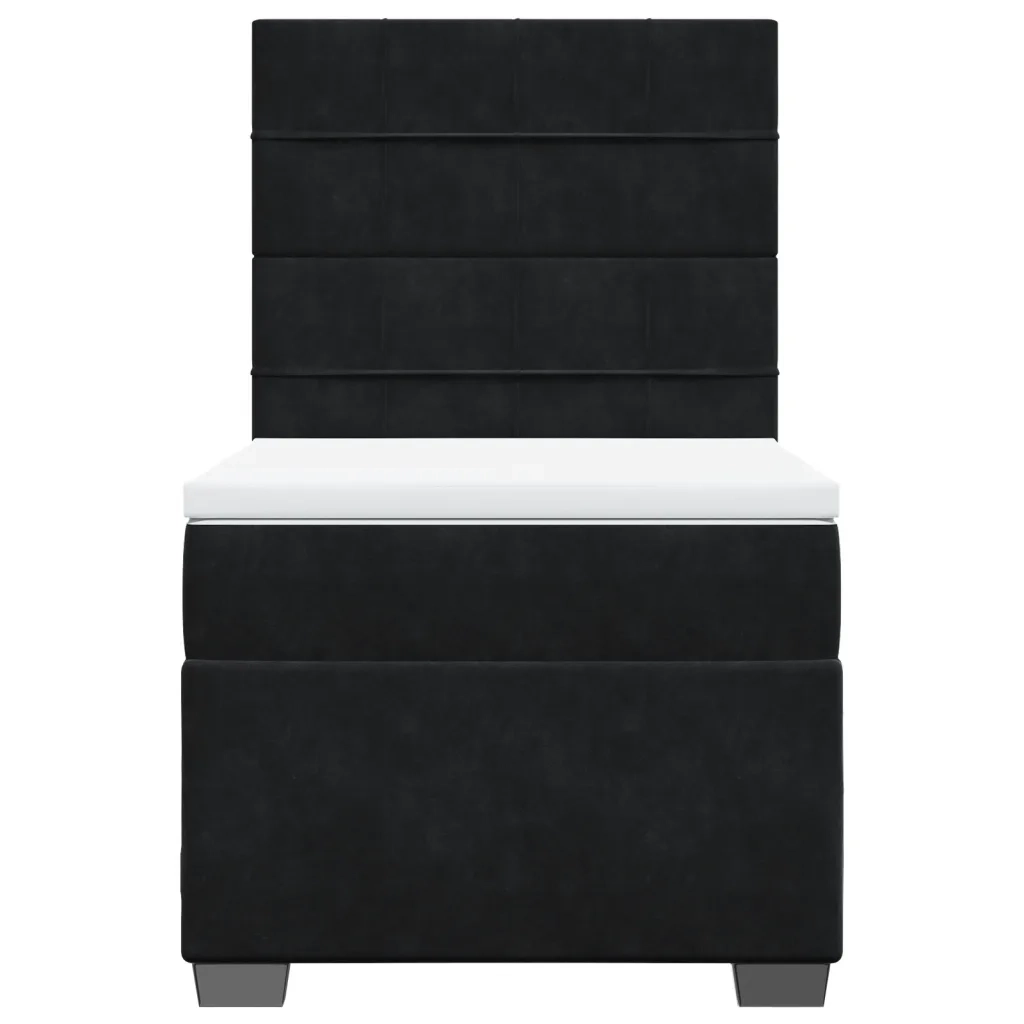 Giroletto a Molle con Materasso Nero 100x200 cm in Velluto