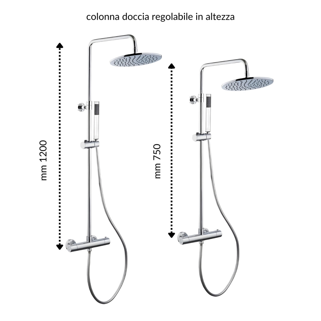 Colonna doccia attrezzata ottone cromato soffione tondo doccetta rubinetto termostatico *** confezione 1