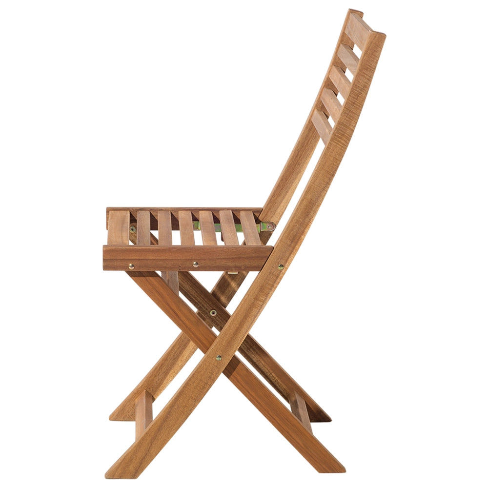 Set da bistrot 3 pezzi in legno massello di acacia chiaro cuscini verde menta pieghevole a doghe design scandinavo moderno
