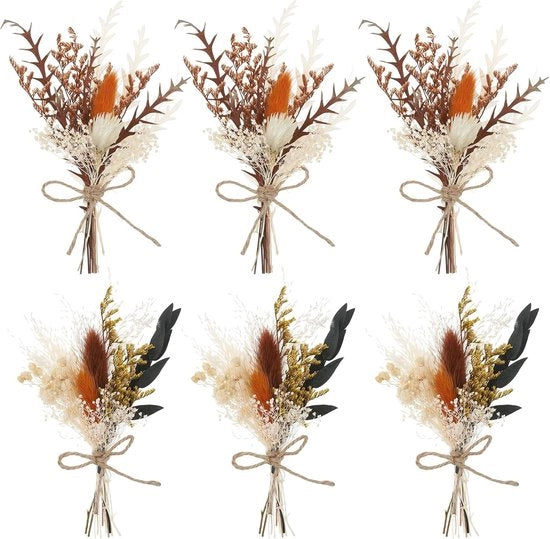 6 pacchi con piccole corone di fiori secchi, fiori secchi, piccoli per foto cornici, decorazione da fai da te per feste e matrimoni in casa (bianco/giallo)