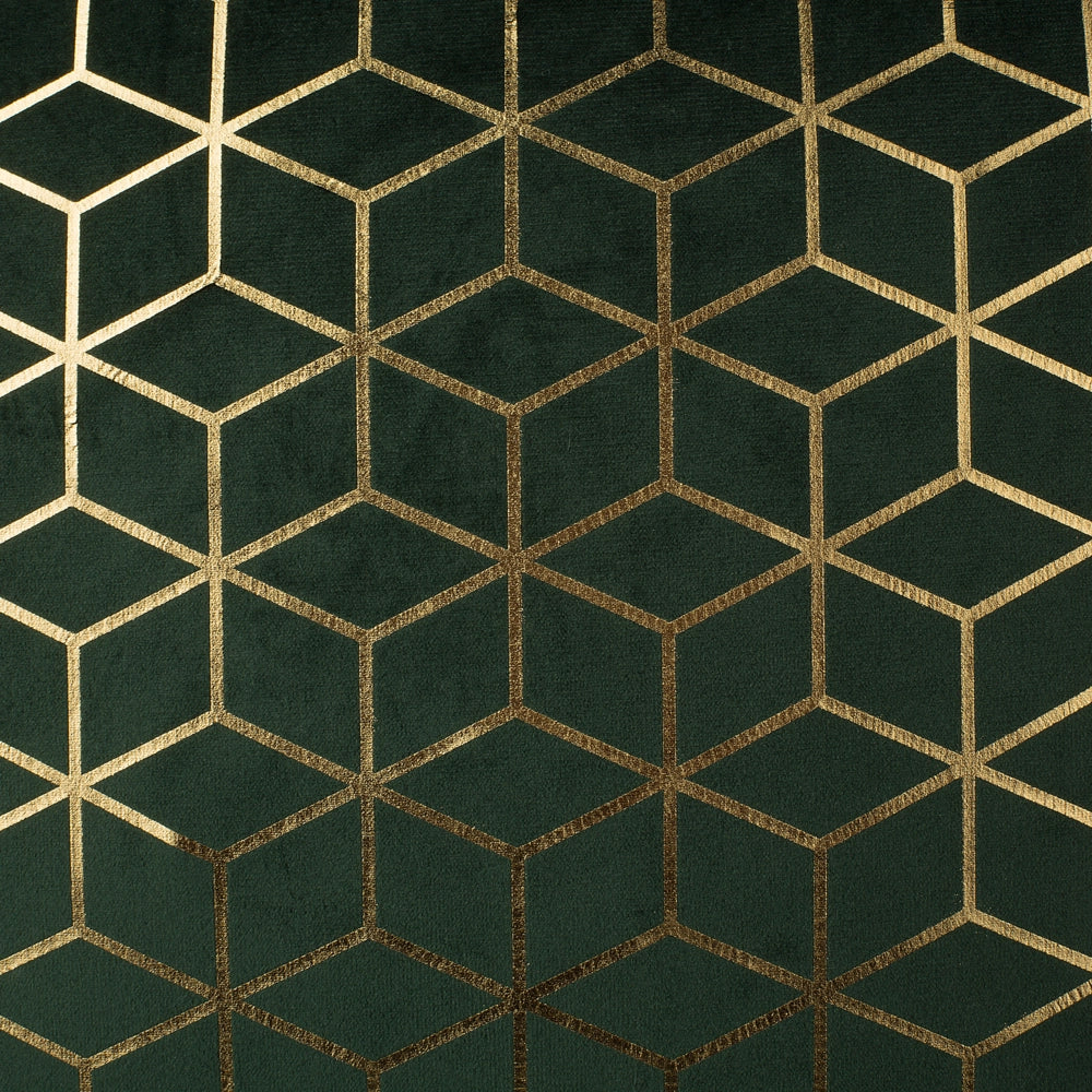 Set di 2 cuscini Decorativo Velluto Verde Motivo Cubo 45 x 45 cm Stampa Geometrica Lamina Moderno Glamour Decor Accessori