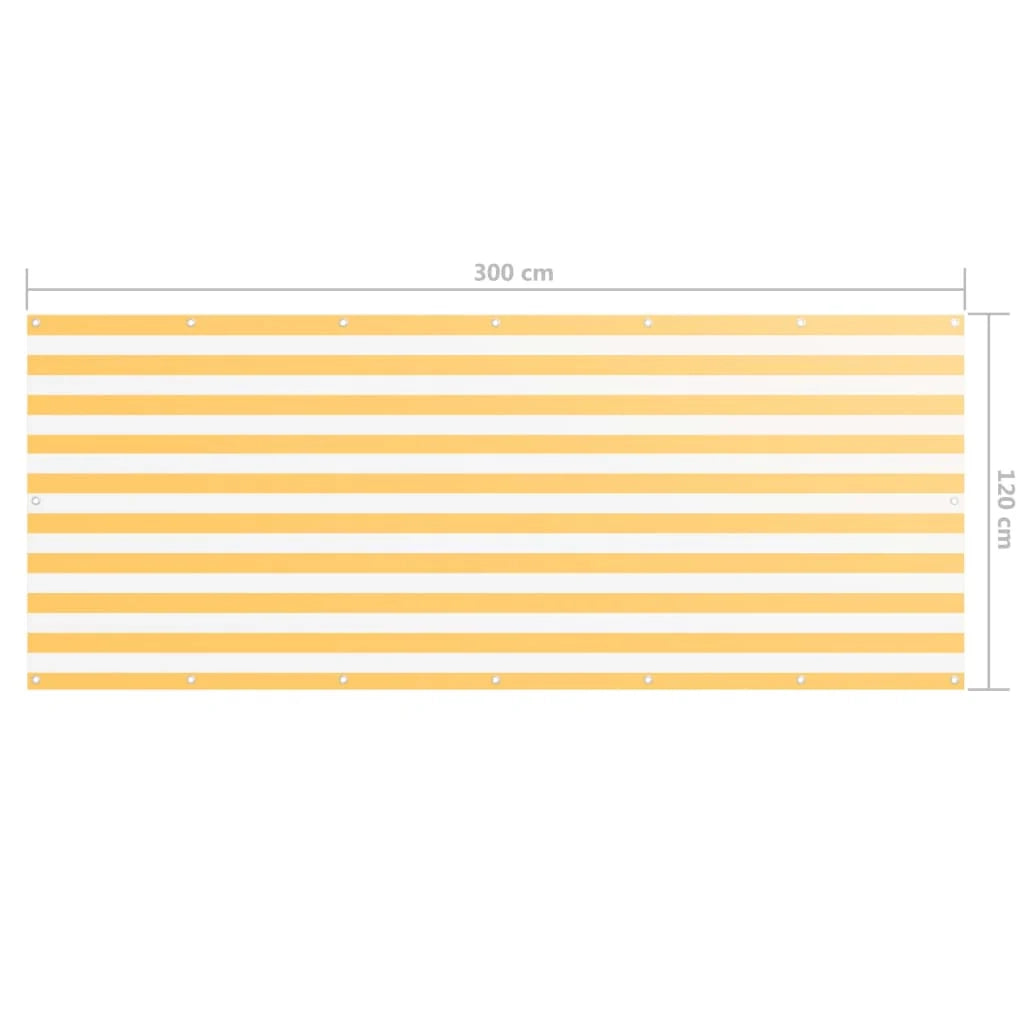 Paravento per balcone frangivista 120 x 300 cm tessuto Oxford bianco e giallo 02_0010074