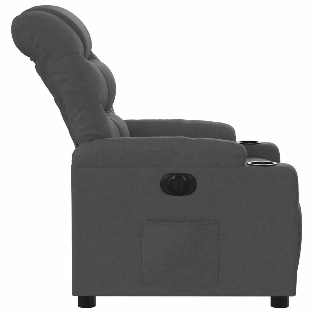 Poltrona | Sedia Relax Elettrica Reclinabile Grigio Scuro in Tessuto